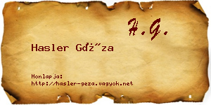 Hasler Géza névjegykártya